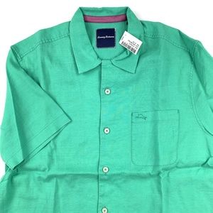Tommy Bahama Camp Shirt Monaco Tides Jade Linen